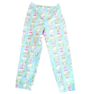 VTG Talbots Cropped Capri Pants Womens Size 6 Blue House‎ Novelty Print Blue